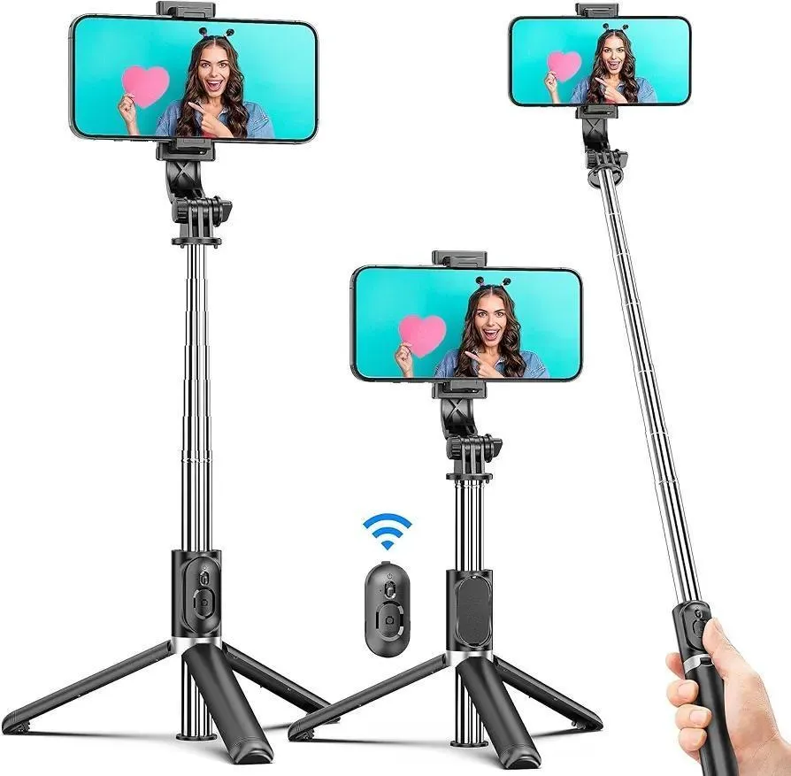 Portable Selfie Stick with Tripod & Remote Control