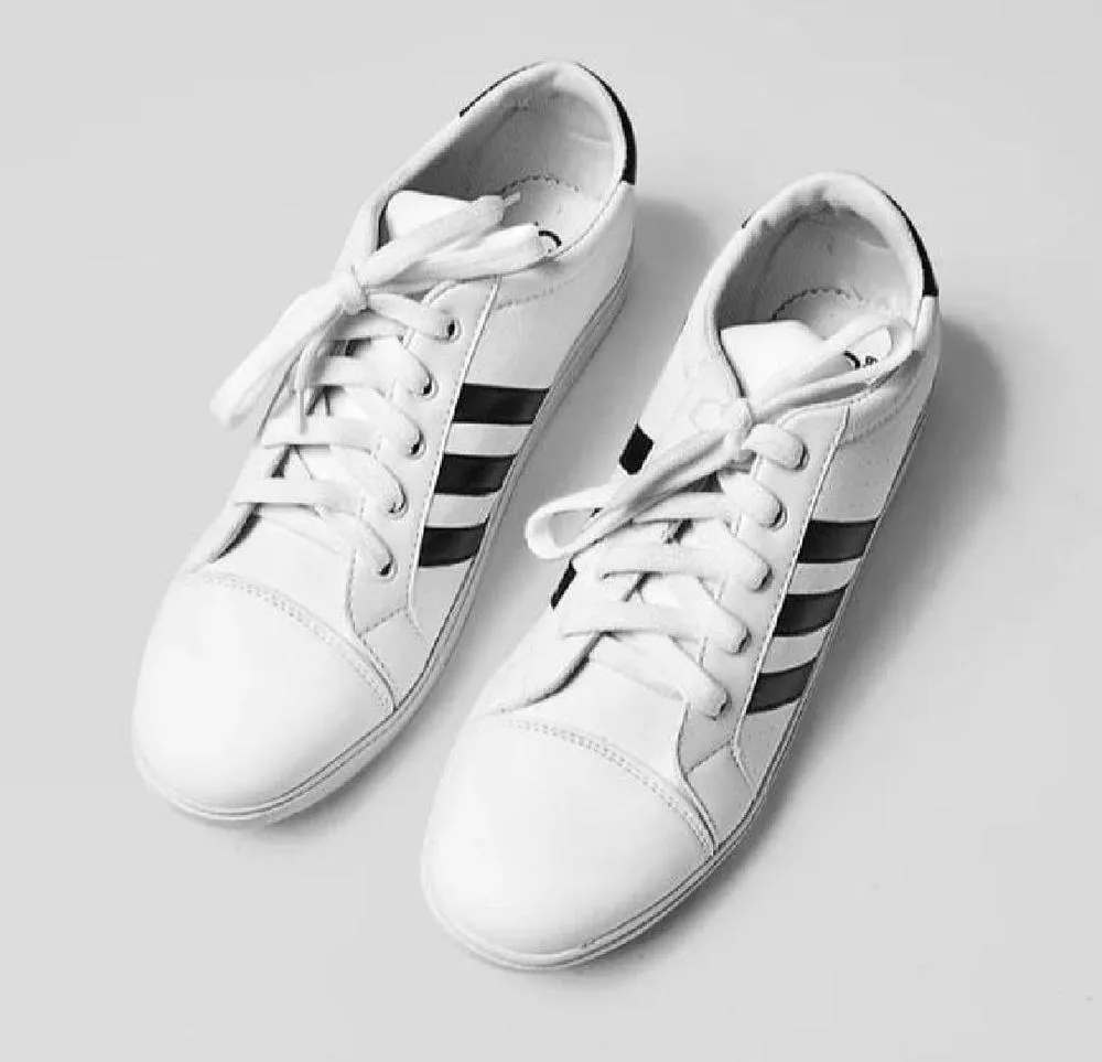 White Women's Running Sneakers with 3 Stripes