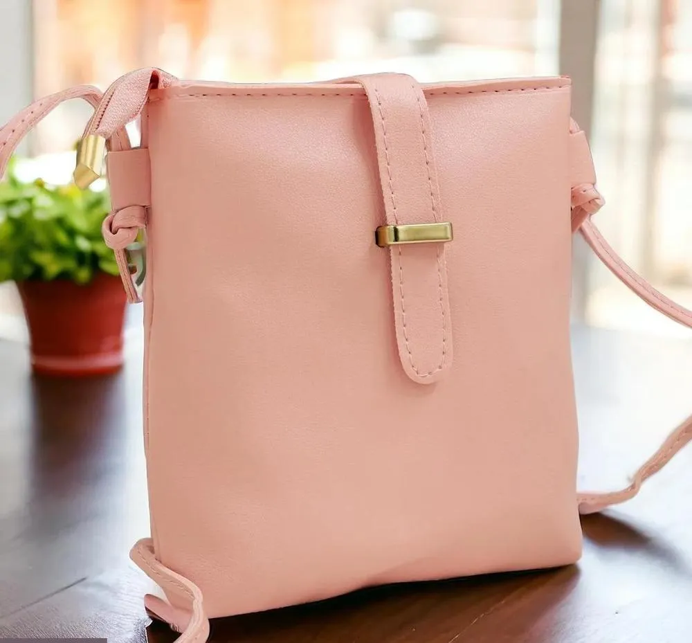 Pink PU Leather Strap Bag for Daily Use
